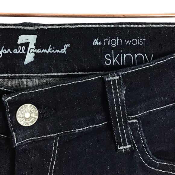 NEW NWOT 7FAM 7 For All Mankind Dark Rinse High Waist Skinny Jeans sz 27 x 30 - Picture 7 of 10